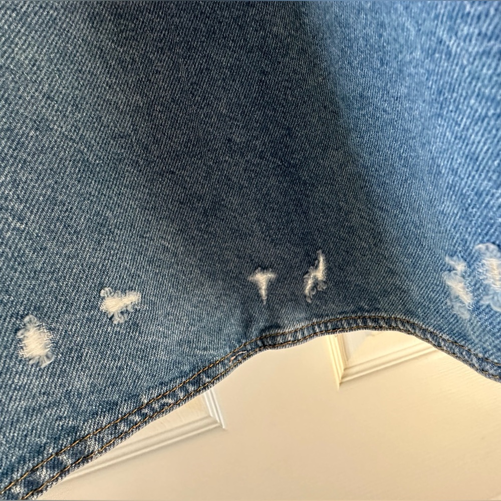 Free People Patchwork Light Blue Denim Jacket - Picture 6 of 9